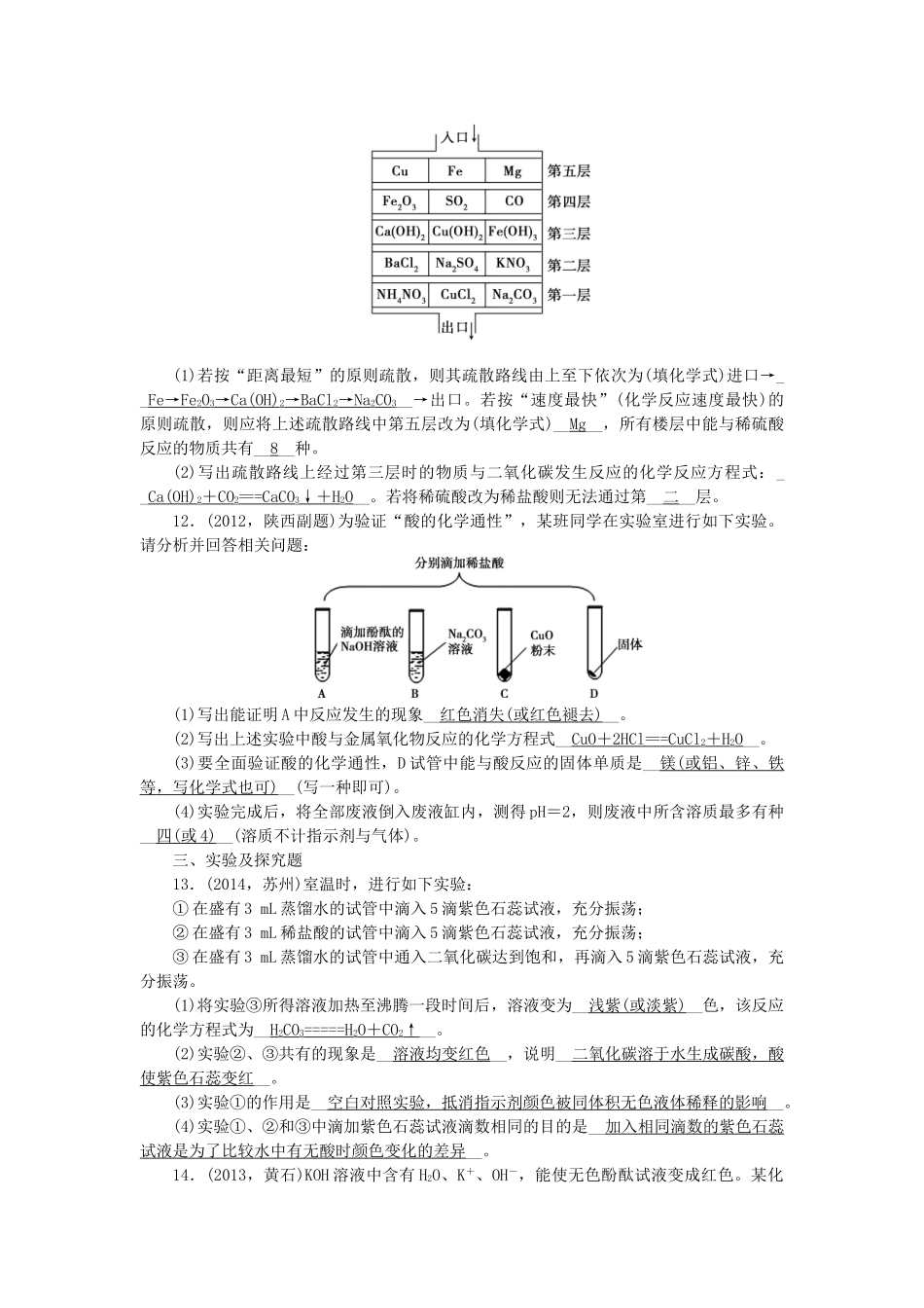 【聚焦中考】陕西省2015中考化学总复习 第6讲 酸和碱考点跟踪突破_第3页