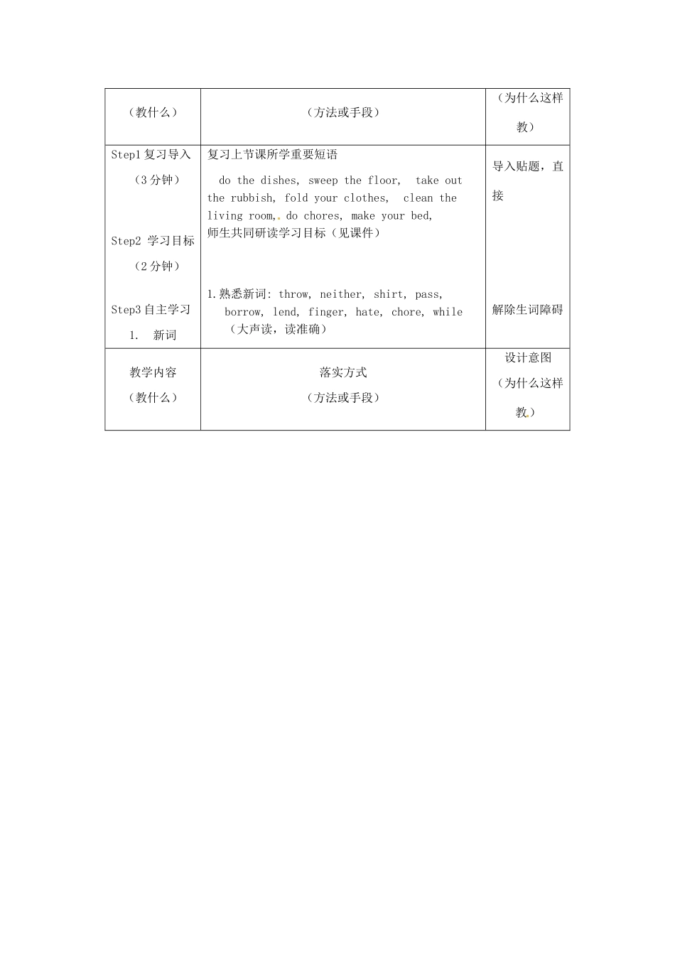 河北省石家庄市赞皇县第二中学八年级英语下册《Unit 3 Could you please clean your room》（第2课时）教案 （新版）人教新目标版_第2页