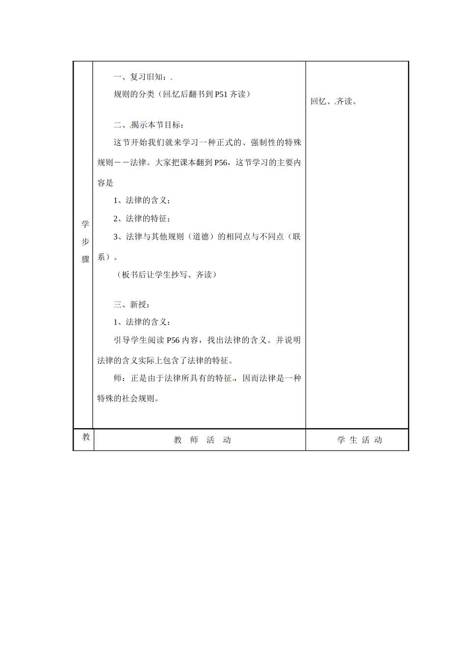 七年级政治下册  第7课 法律初探教学设计 教科版教材_第2页