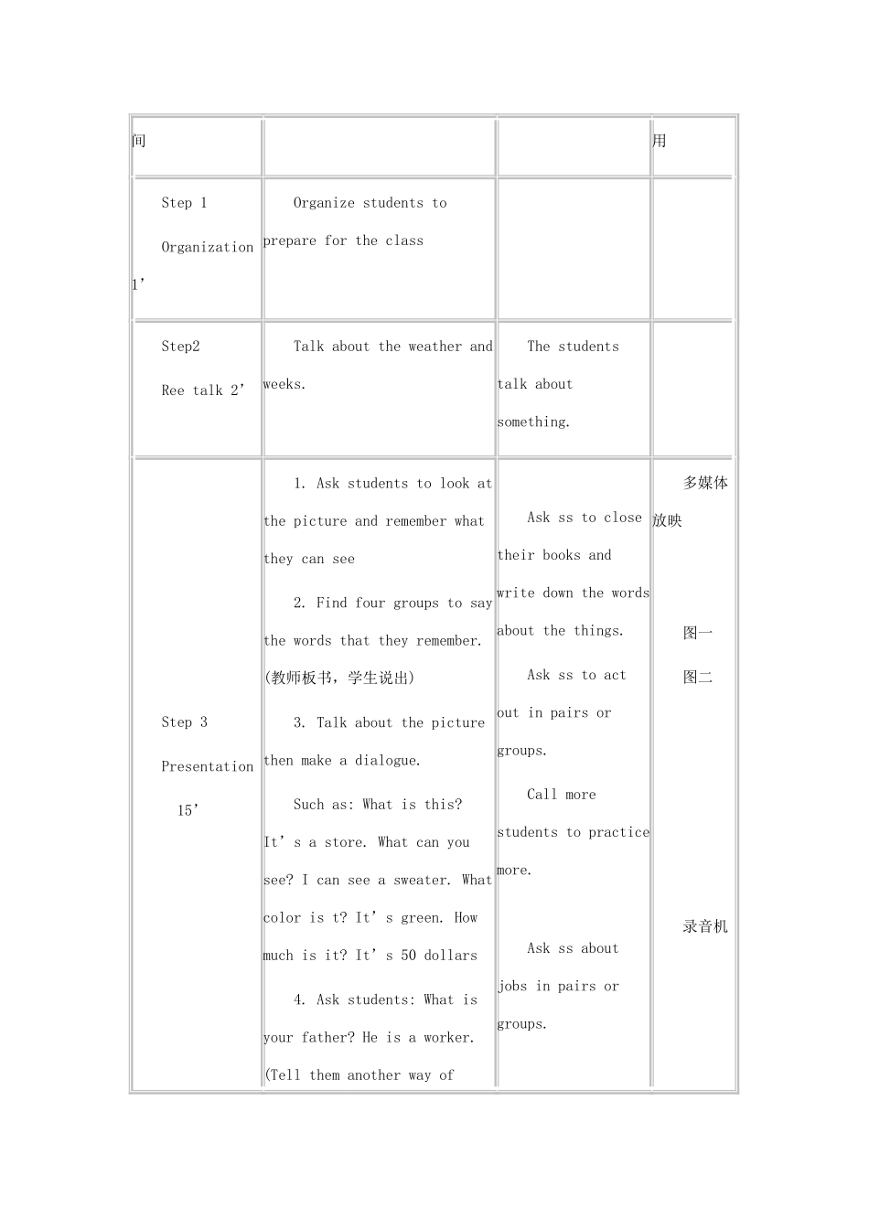 河北省秦皇岛市抚宁县驻操营学区初中七年级英语下册 Unit 4 Unit 4I want to be an actor.教学设计 人教新目标版_第3页