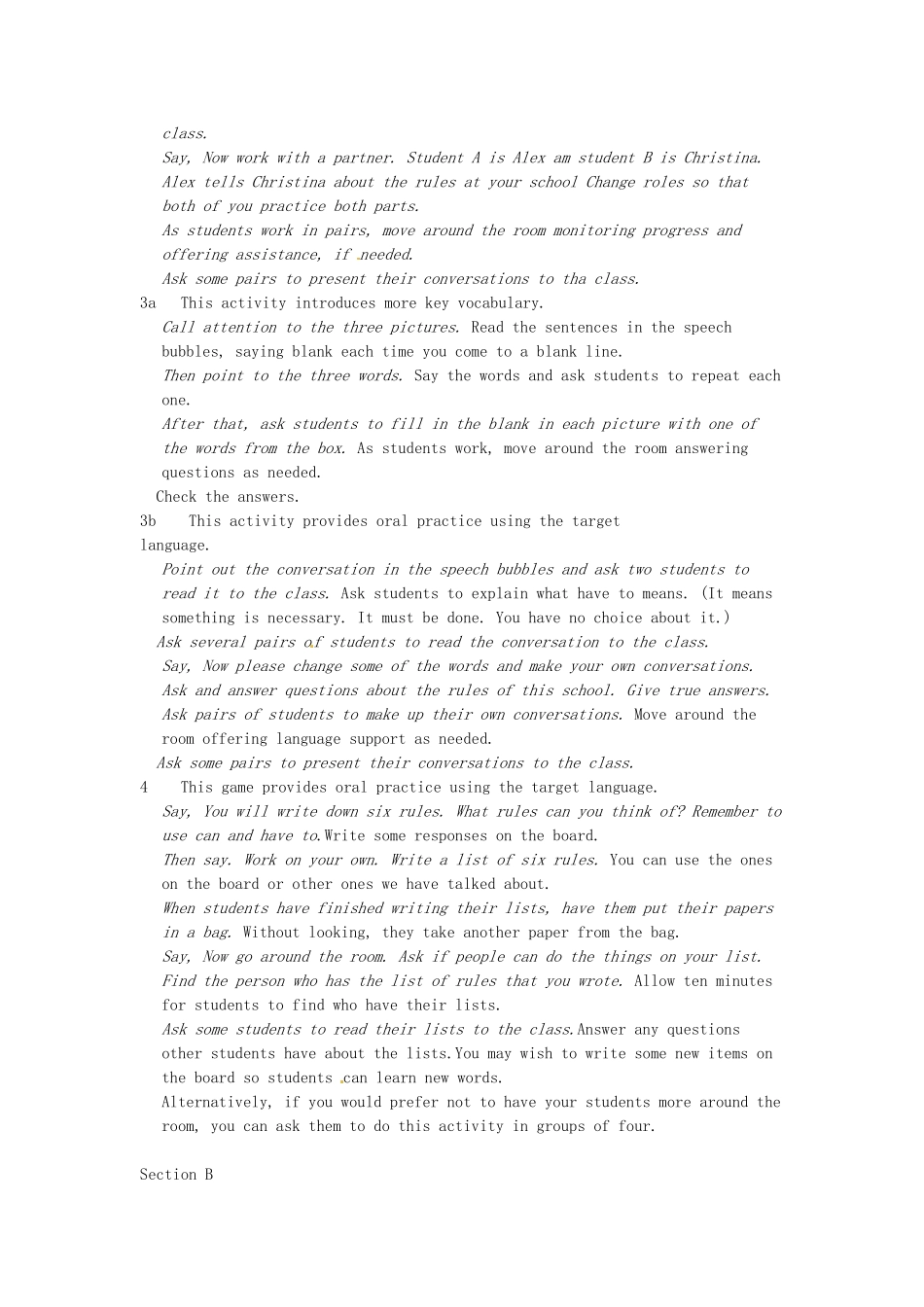 浙江省上虞市竺可桢中学七年级英语下册《Unit 12 Don't eat in class.》教案 人教新目标版_第3页
