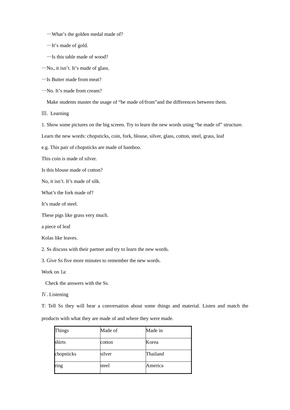 湖北省罗田县李婆墩中学九年级英语全册 Unit 5 What are the shirts made of教案 （新版）人教新目标版_第2页