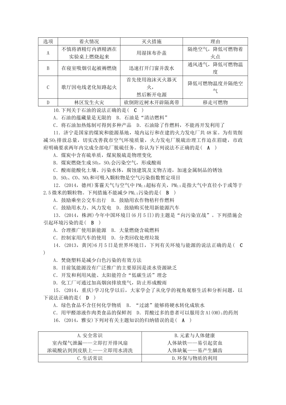 【聚焦中考】陕西省2015中考化学总复习 第四单元检测题考点跟踪突破_第2页