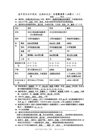 攸县三中默写清单（必修二·二）