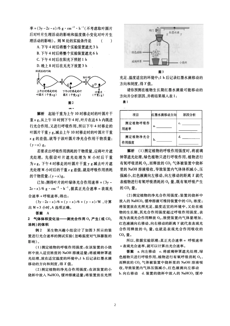 2013届高三二轮专题光合与呼吸测定方法_第2页