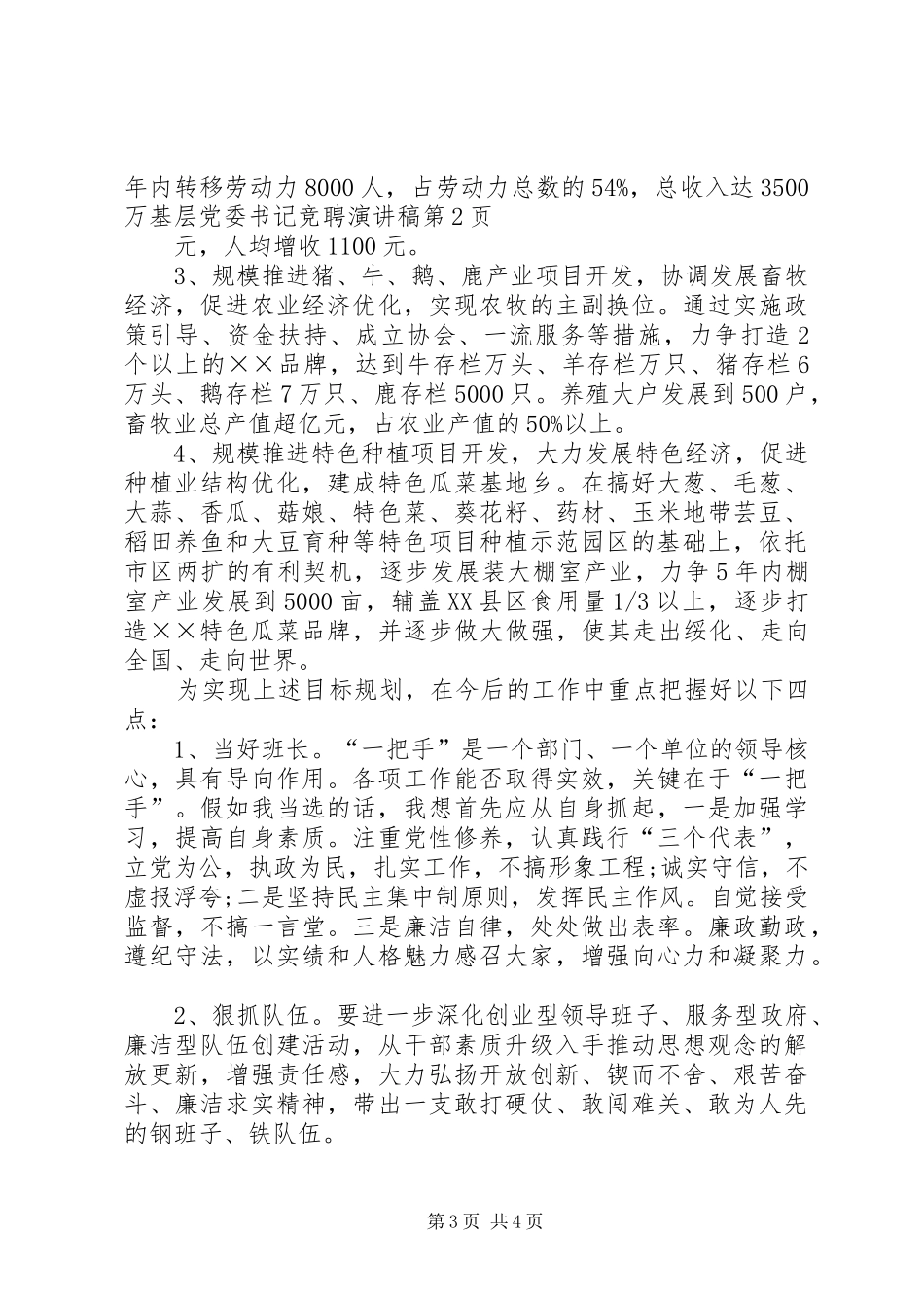 基层党委书记竞聘致辞演讲稿_第3页