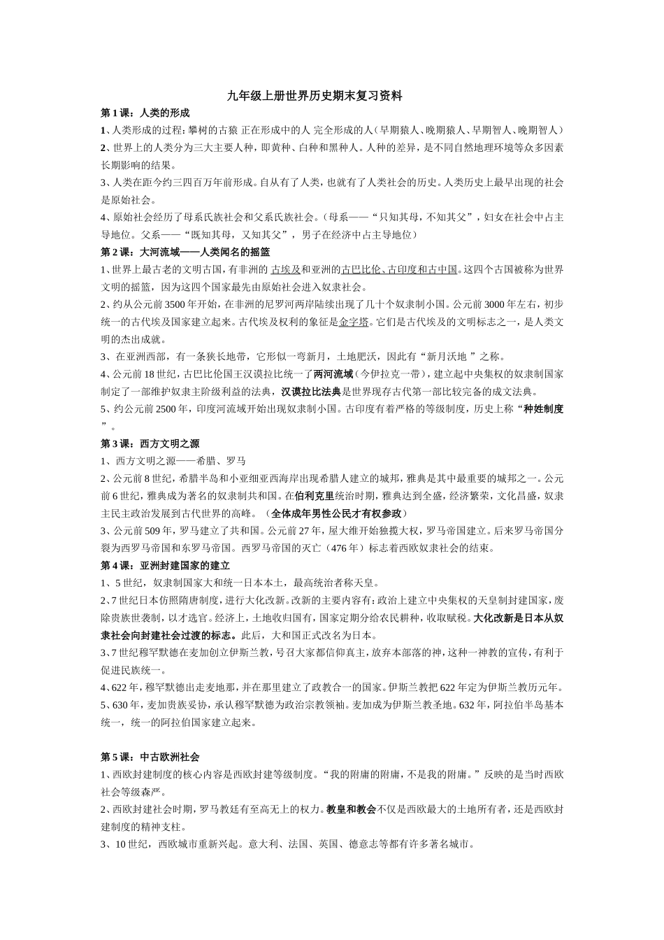 世界史上册复习资料_第1页