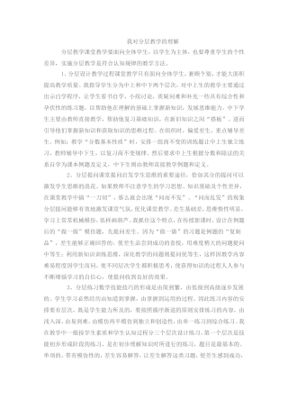 我对分层教学的理解