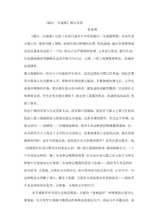 最后一头战象反思