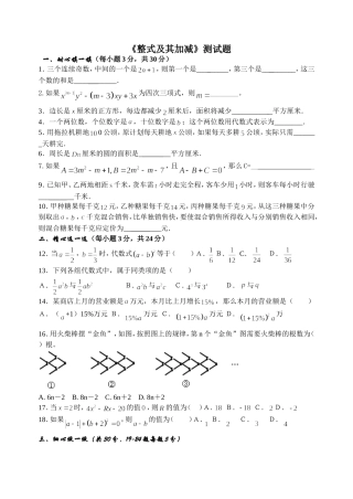 《整式及其加减》测试题