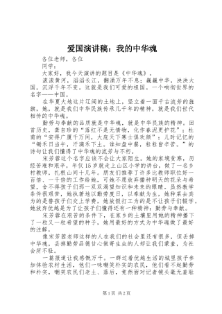 爱国演讲：我的中华魂