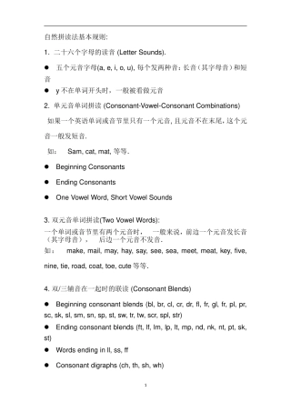 英语自然拼读法基本规则