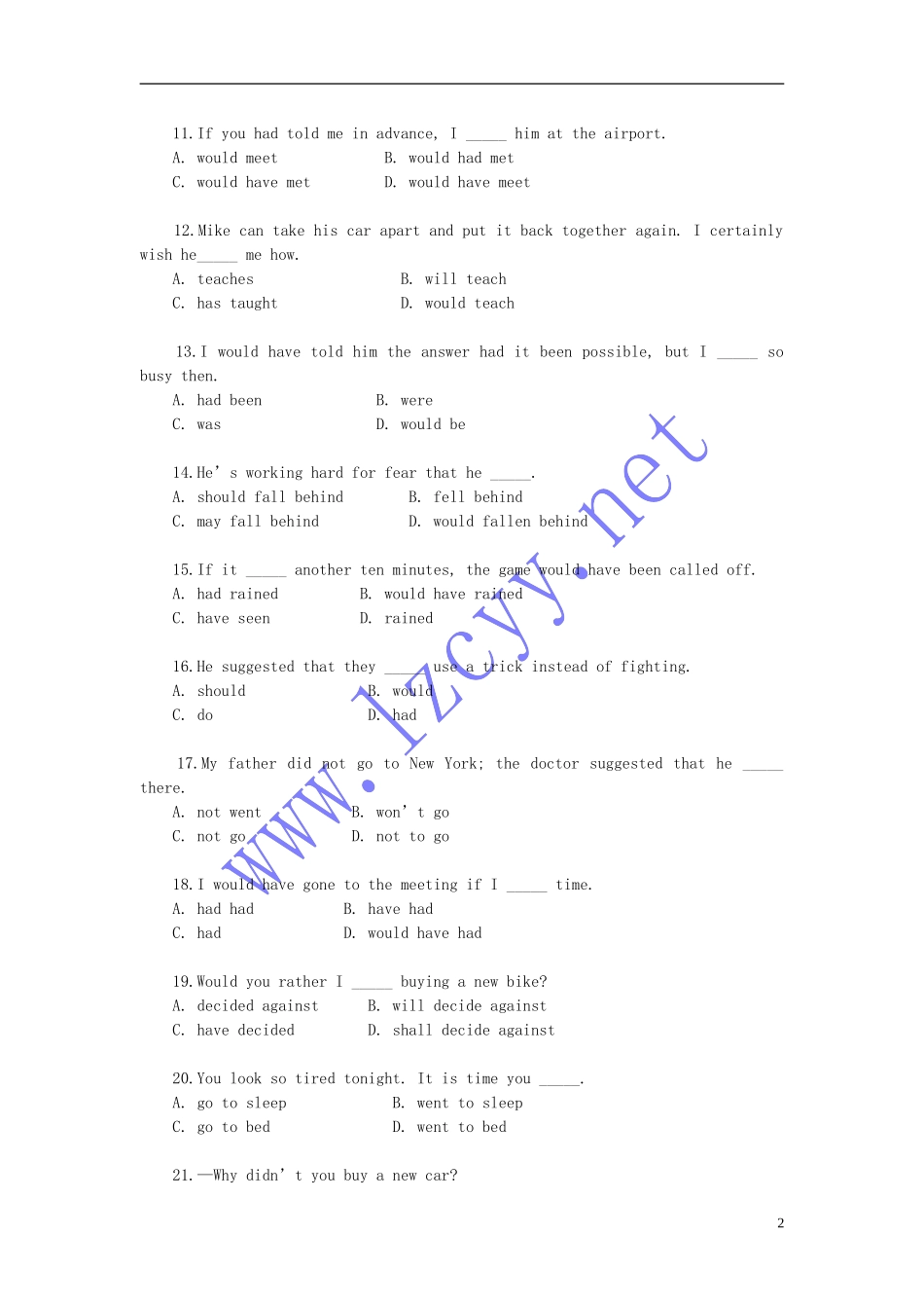 虚拟语气练习题(简单含答案和解释)_第2页