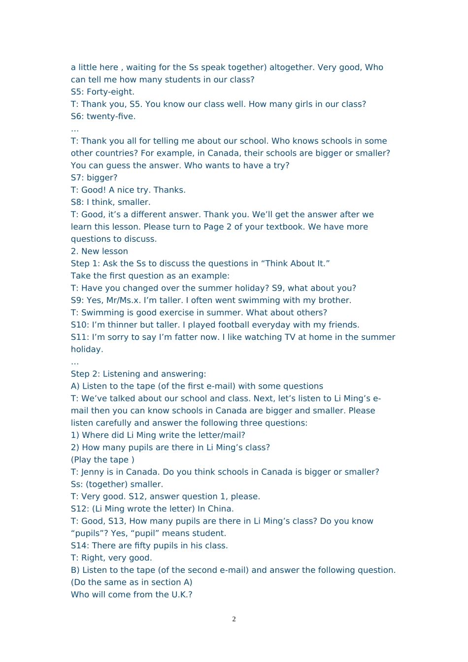 八年级英语上册教案lesson1_第2页