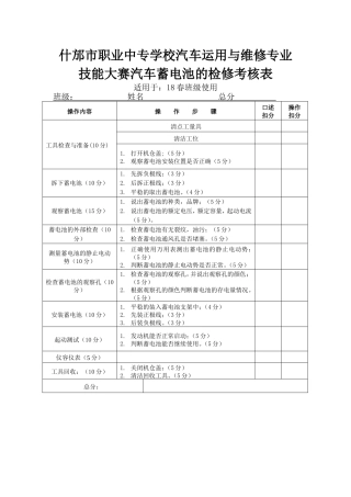 蓄电池的检修考核表