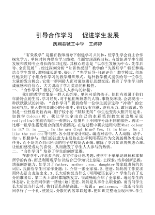 引导合作学习促进学生发展（初中）