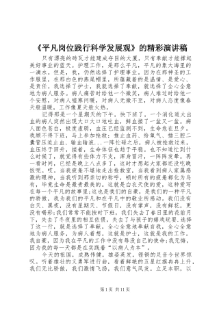 《平凡岗位践行科学发展观》的精彩演讲稿范文