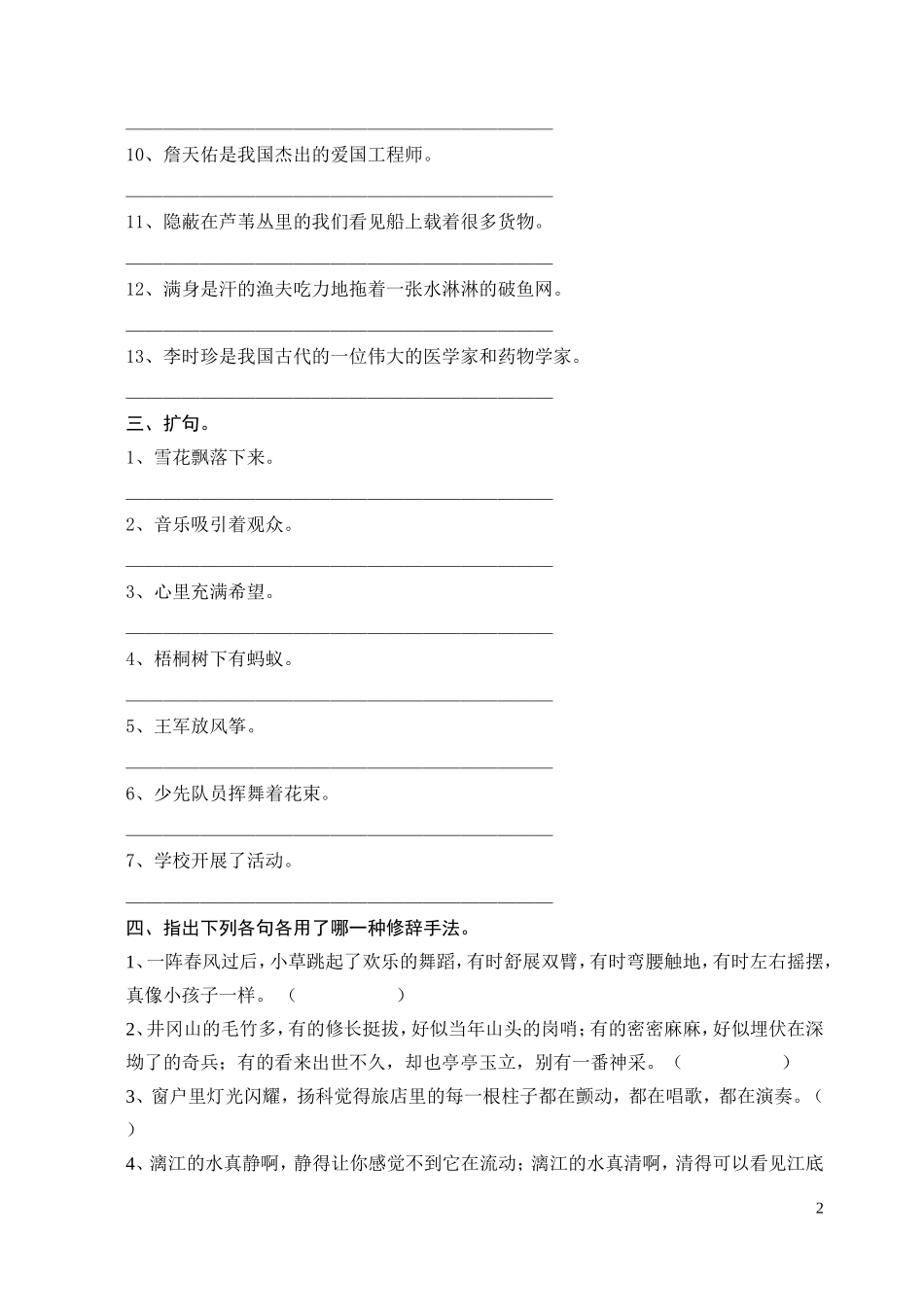 小升初总复习——句子_第2页