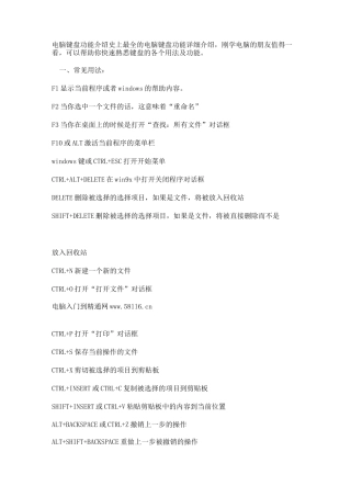 电脑键盘功能介绍