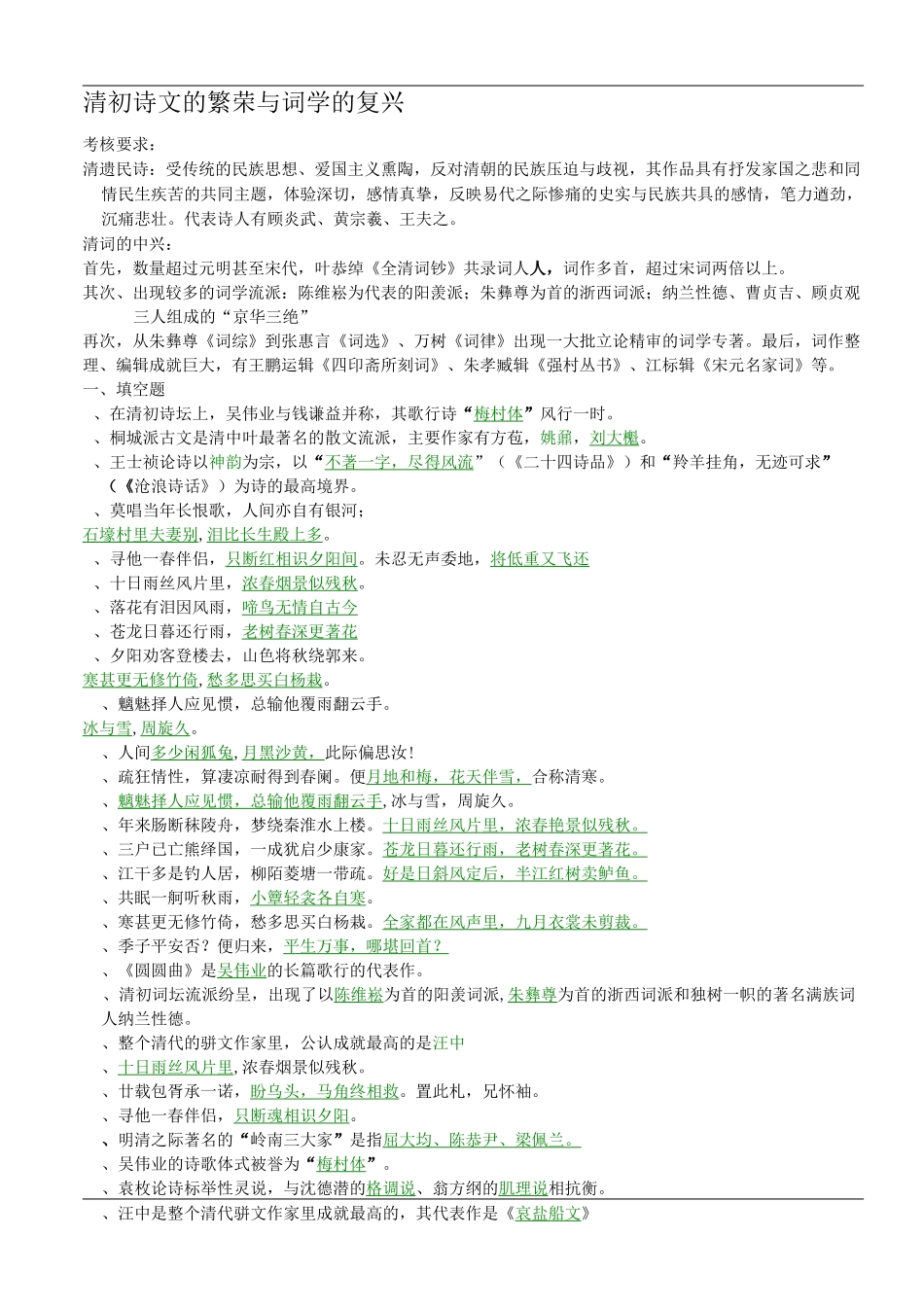 古代文学清代复习资料_第1页
