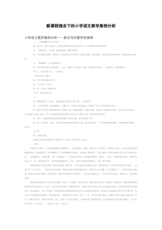 新课程理念下的小学语文教学案例分析