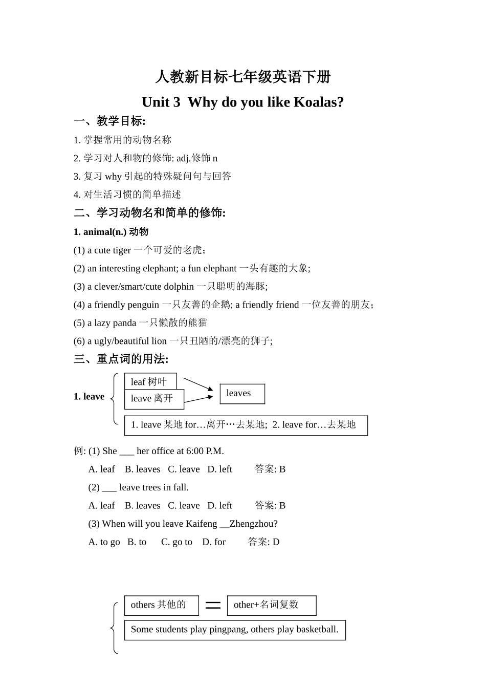 初一下Unit3习题_第1页