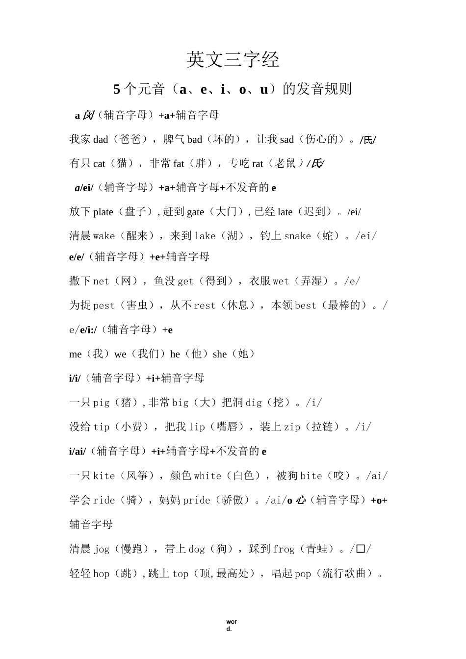 英语三字经带翻译带音标完整版[精选.]_第1页