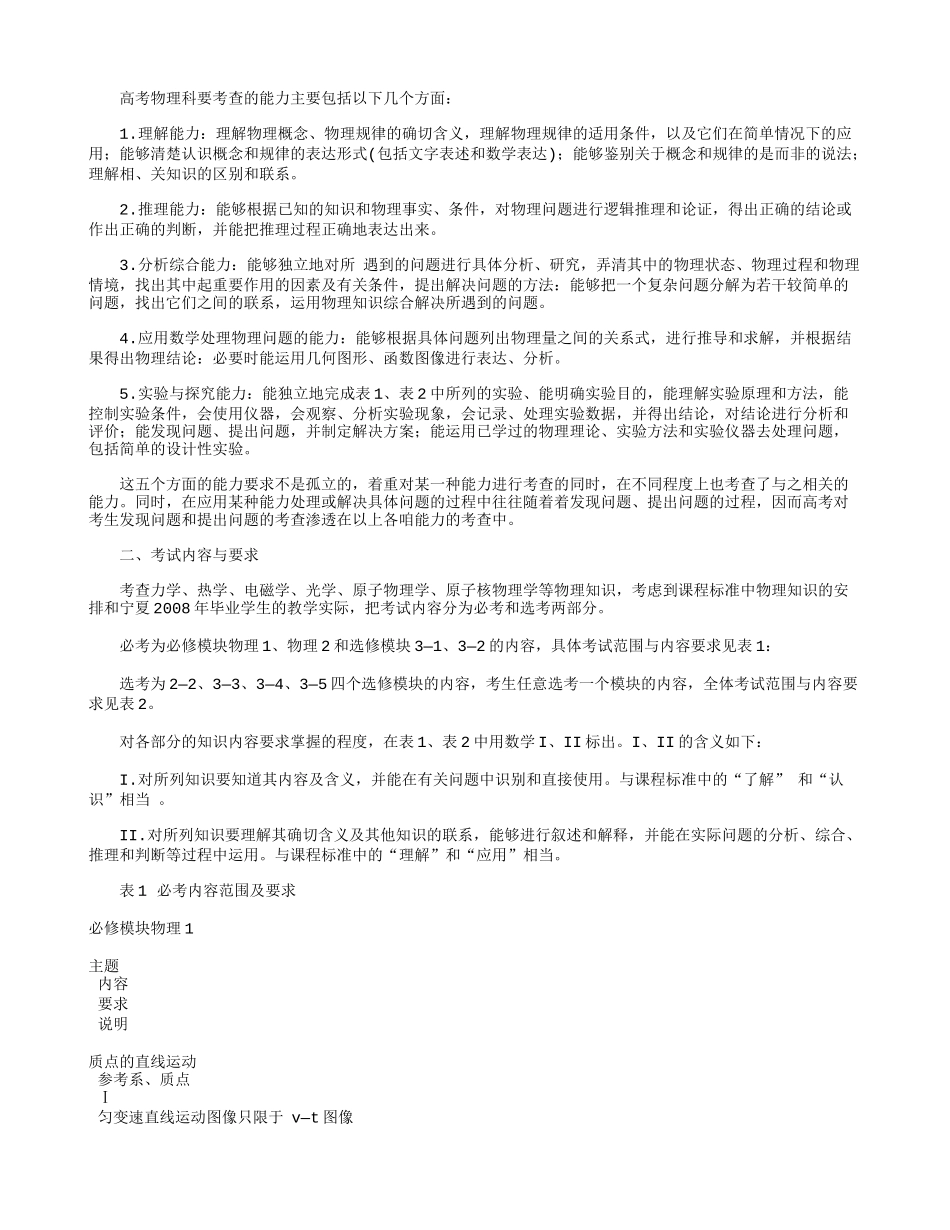 宁夏理综考纲_第2页