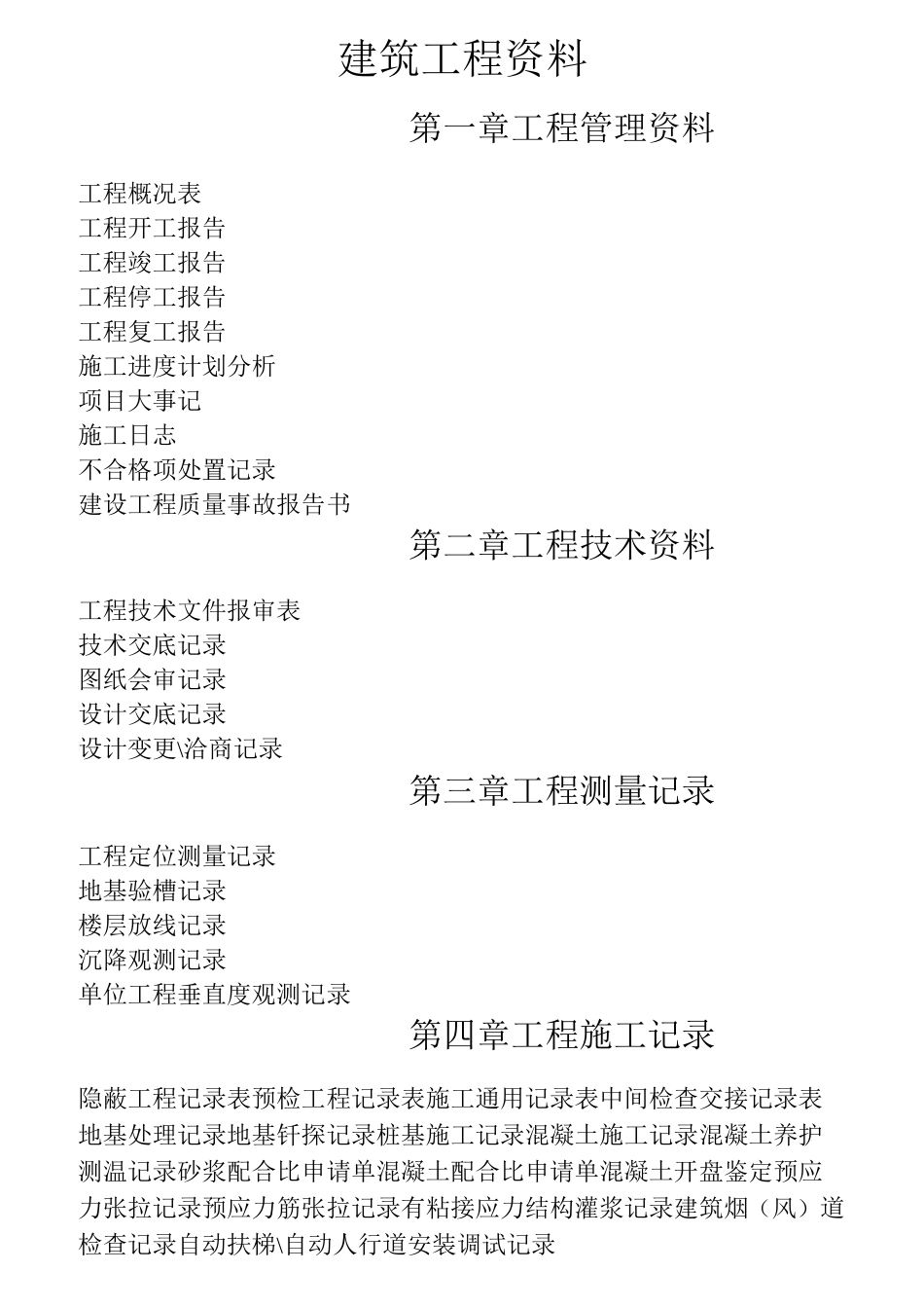 建筑项目工程资料(全套材料)表格_第1页