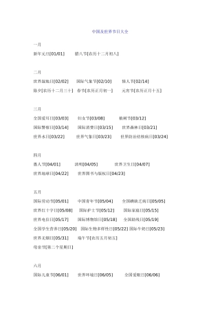 中国及世界节日大全