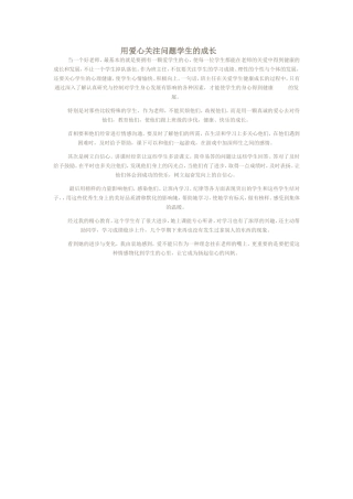 用爱心关注问题学生的成长