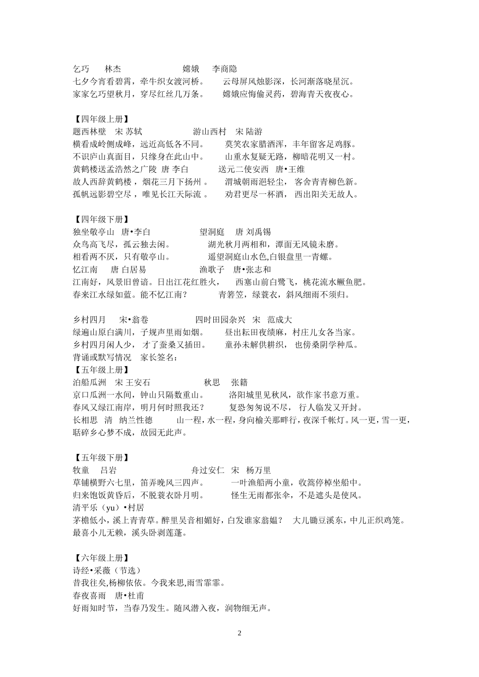 小学一至六年级古诗及日积月累[1]_第2页