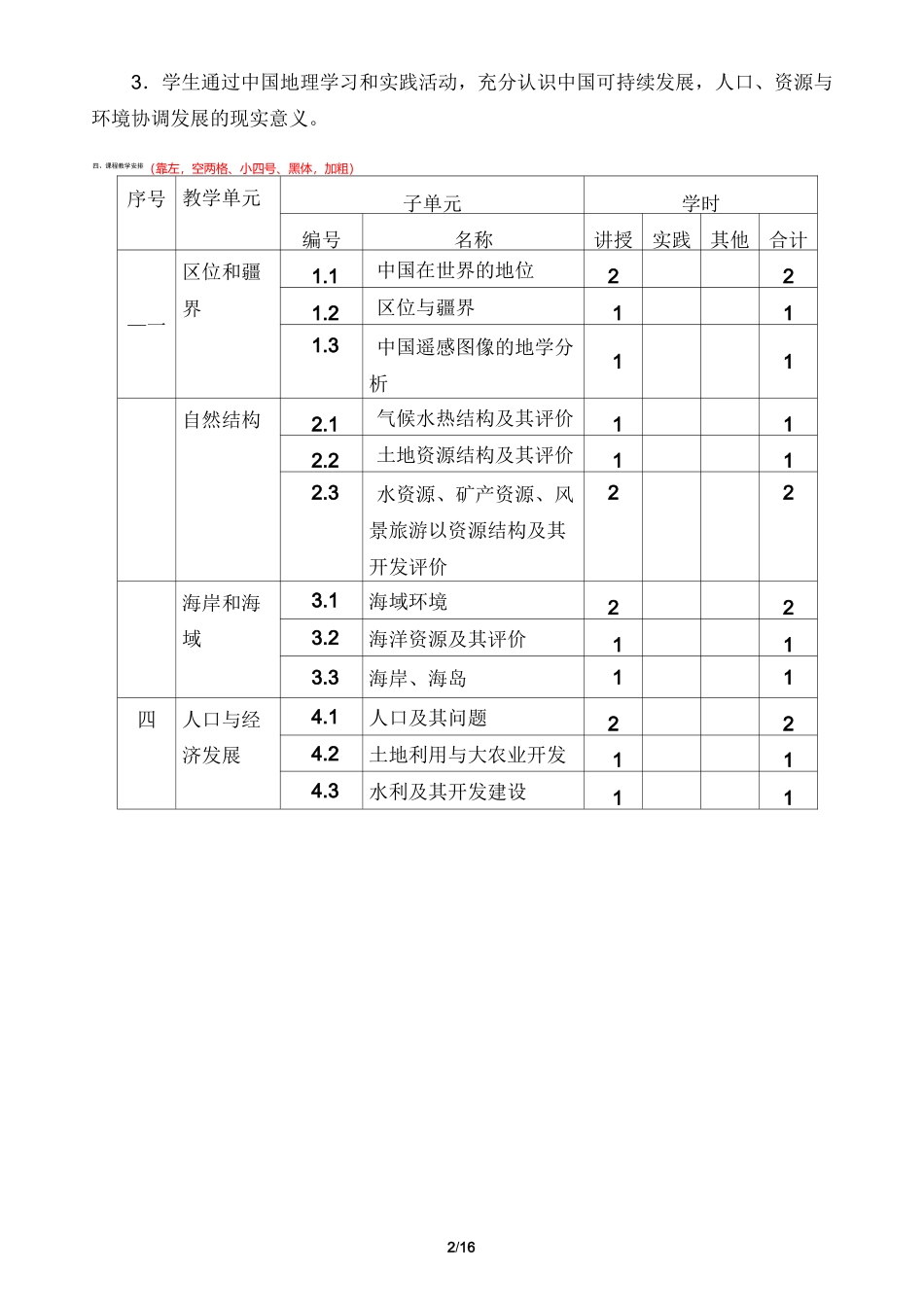 中国地理教学大纲_第2页