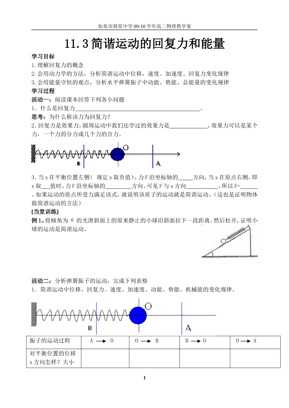 简谐运动的回复力和能量_第1页