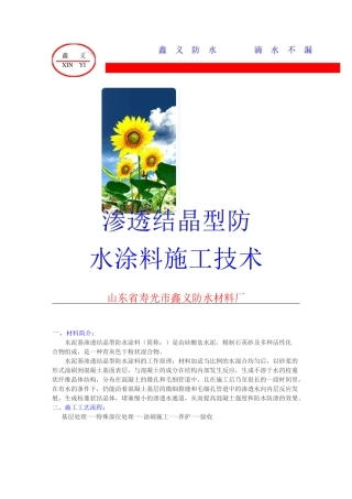 水泥基渗透结晶型防水涂料施工技术