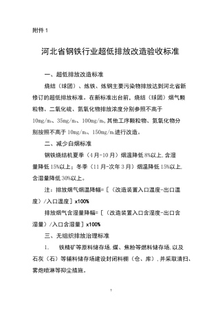河北省钢铁行业超低排放改造验收标准