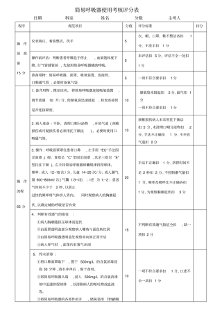 简易呼吸器使用考核评分表