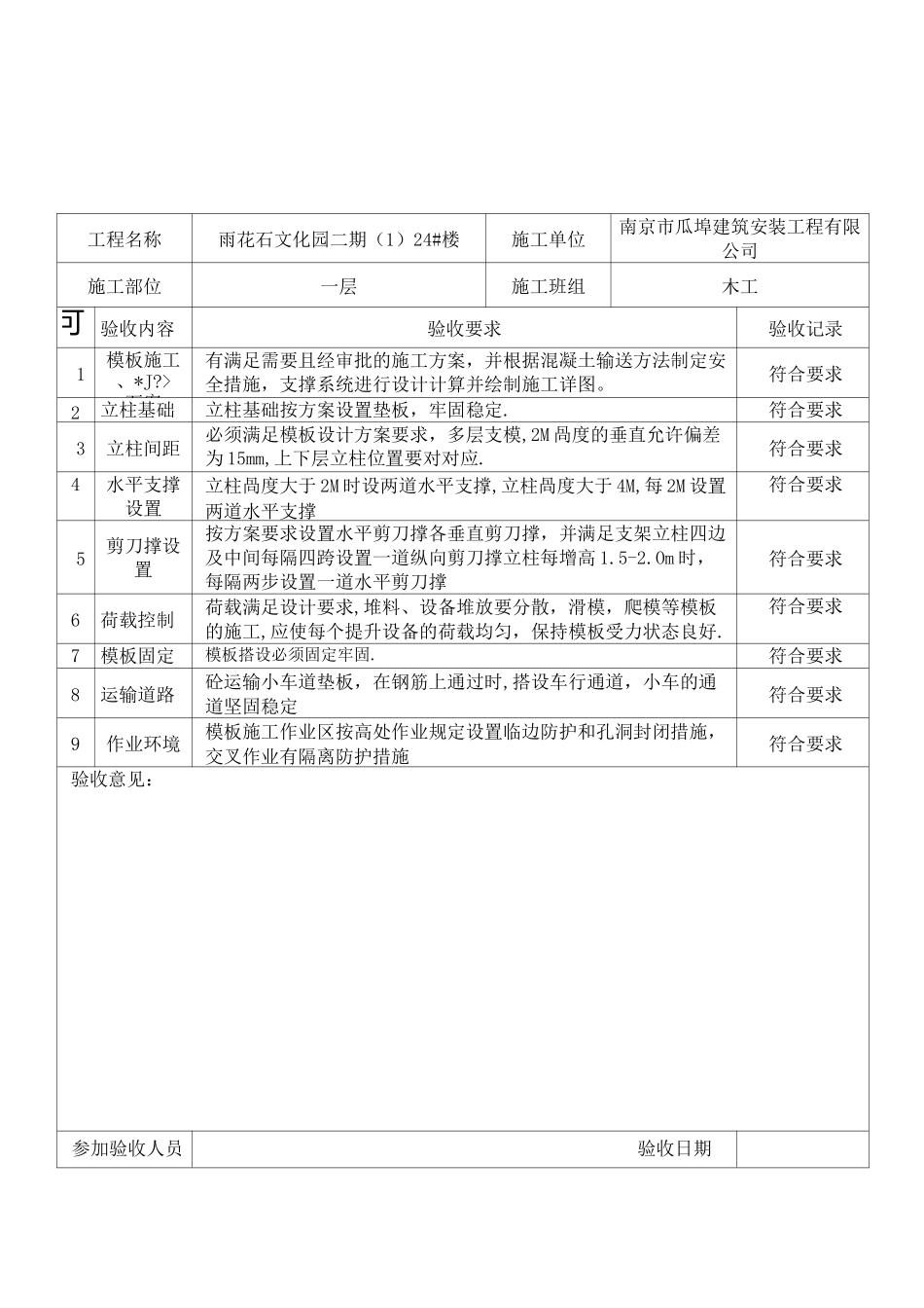 模板支撑系统安全检查验收表_第3页