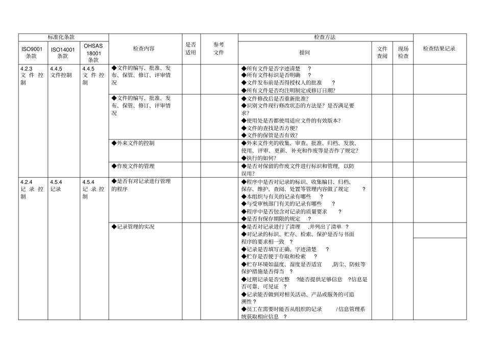 管理体系内部审核检查表_第2页