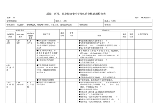 管理体系内部审核检查表