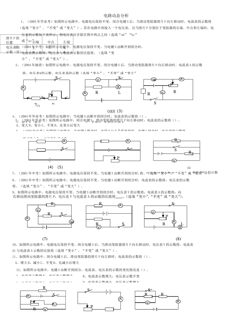 初中物理动态电路_第1页