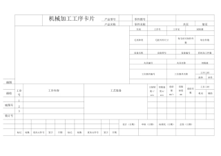 工艺卡片模板