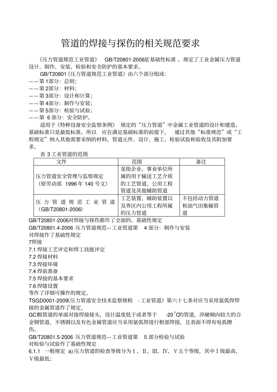管道的焊接与探伤的相关规范要求_第1页