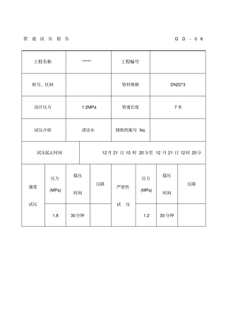 管道试压报告