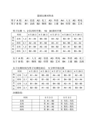 篮球比赛对阵表