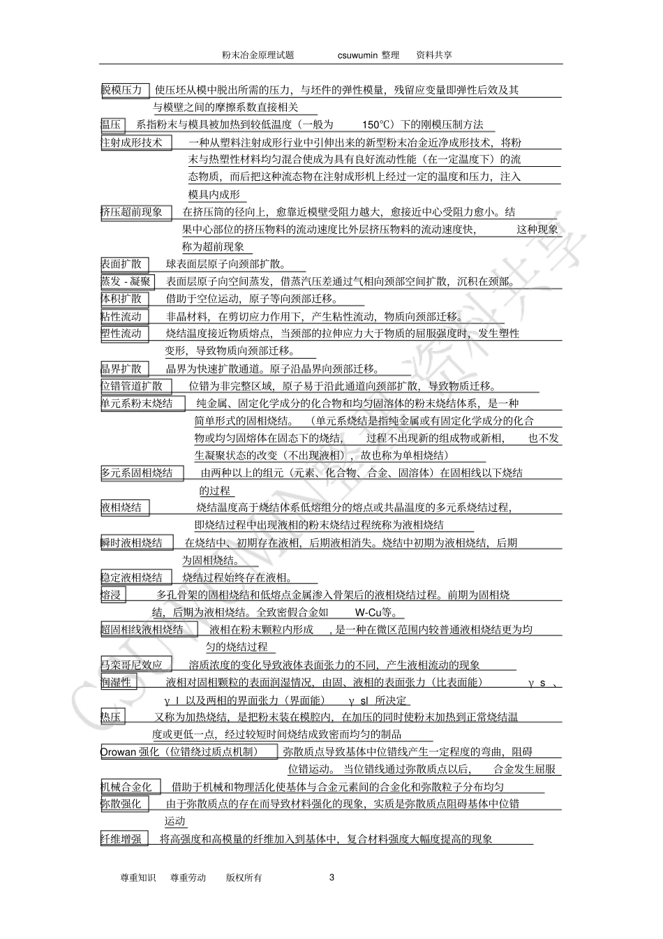 粉末冶金原理试题讲解_第3页