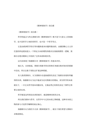 精神现象学读后感