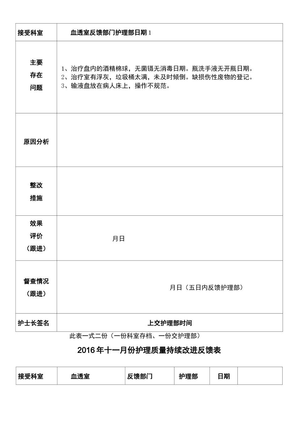 血透室护理质量持续改进反馈表_第3页