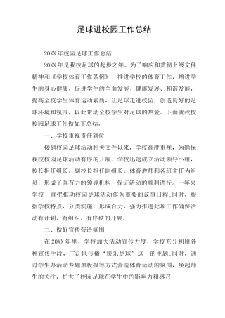 足球进校园工作总结