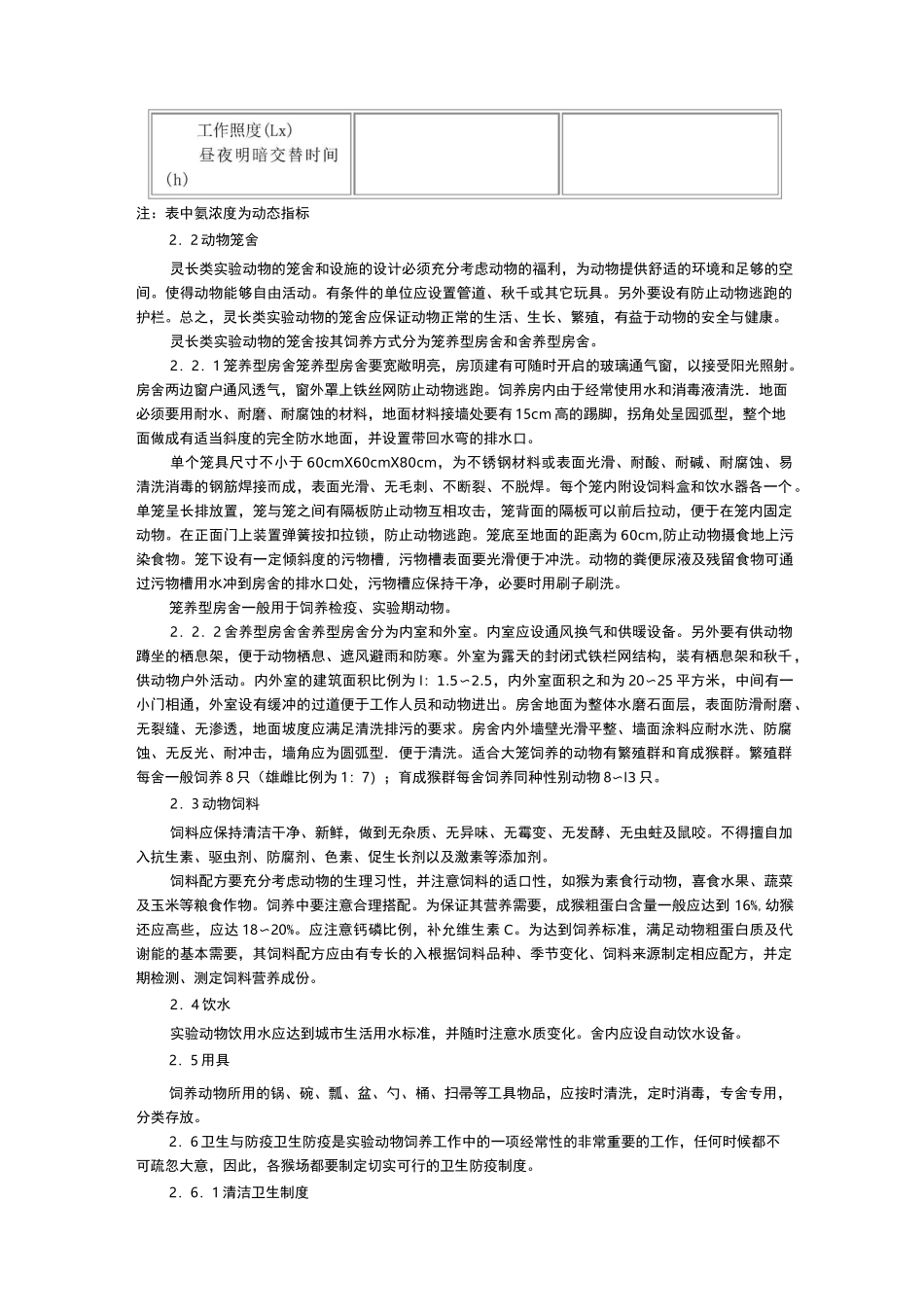灵长类实验动物饲养管理规范_第2页